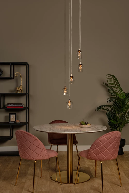 Lucide BERLIANE - Lámpara colgante - Ø 34 cm - LED Regul. - 5x4W 2700K - Con módulo LED reemplazable - Transparente | Essential - ambiente 1